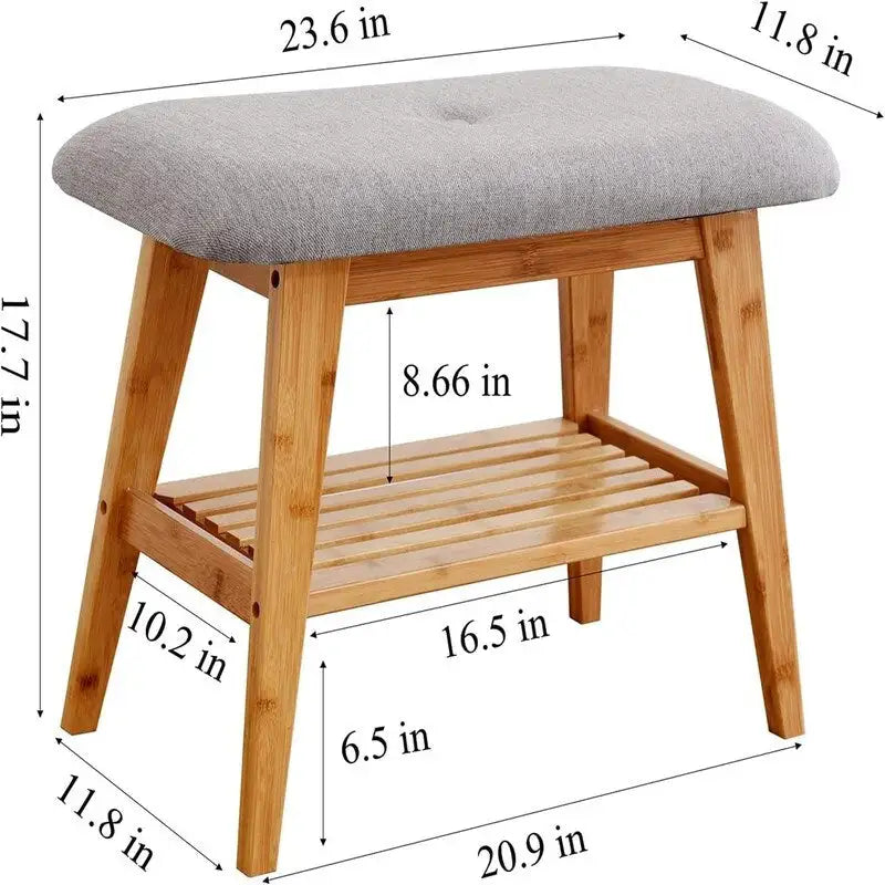 Banc d'entrée en bambou - 11,8P x 23,6L x 17,7H