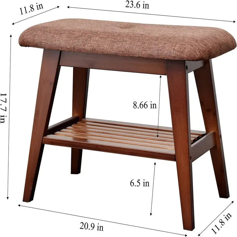 Banc d'entrée en bambou - 11,8P x 23,6L x 17,7H