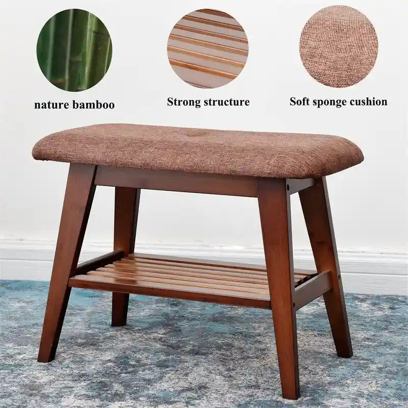 Banc d'entrée en bambou - 11,8P x 23,6L x 17,7H