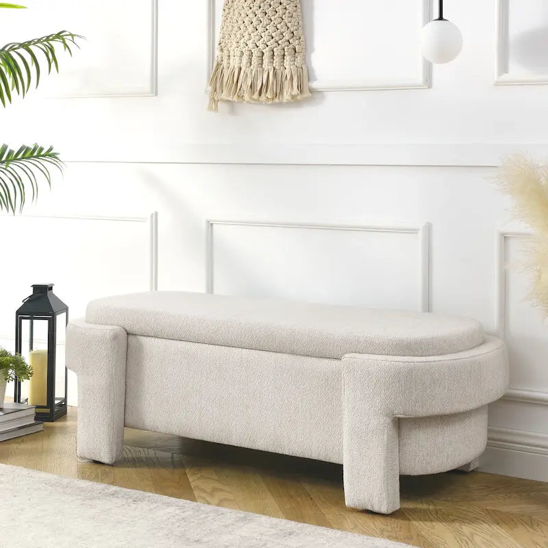 Banc rembourré avec grand espace de rangement