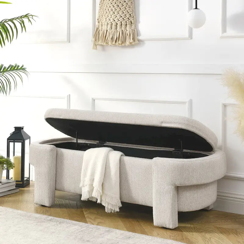 Banc rembourré avec grand espace de rangement