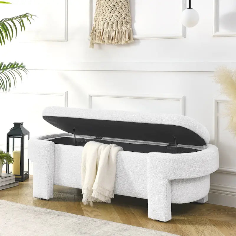 Banc rembourré avec grand espace de rangement
