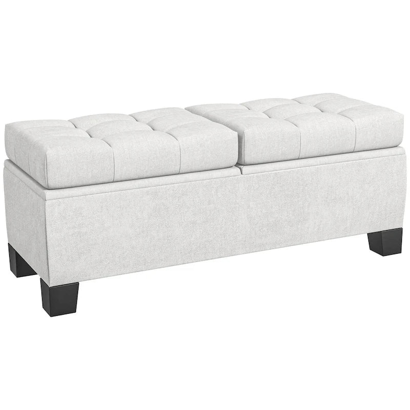 Banc coffre de rangement capitonné avec charnières de sécurité