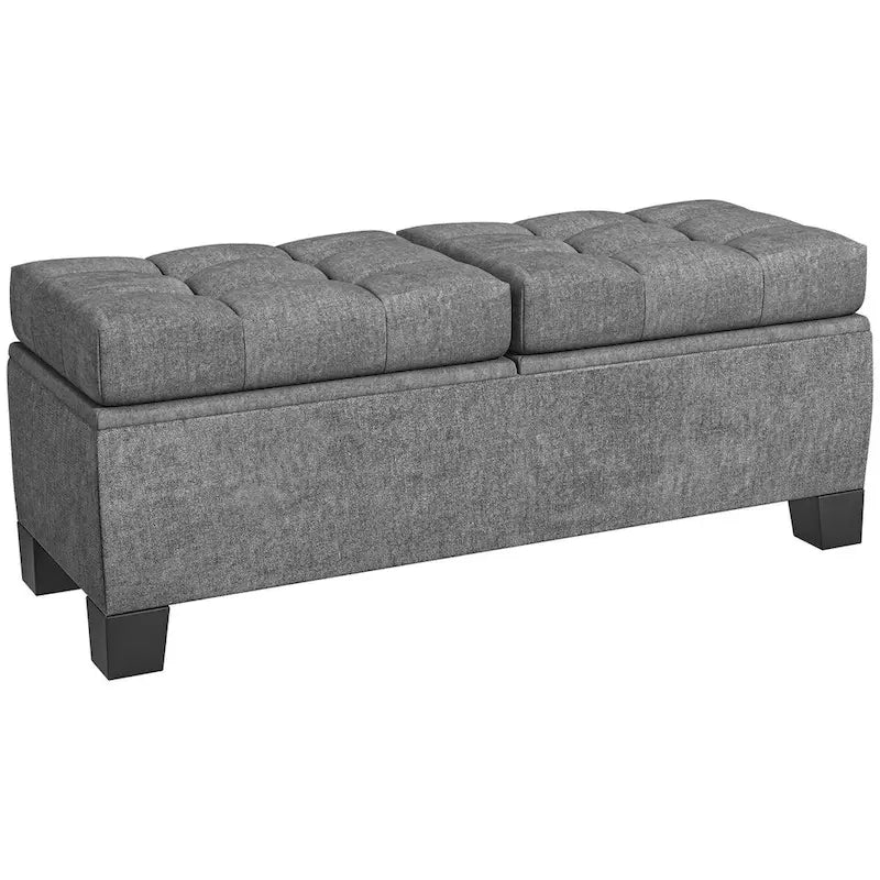 Banc coffre de rangement capitonné avec charnières de sécurité
