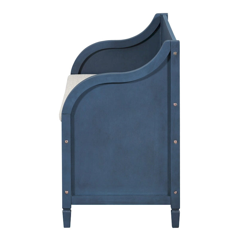 Banc de rangement en bois massif de style rustique pour entrée avec charnière de sécurité