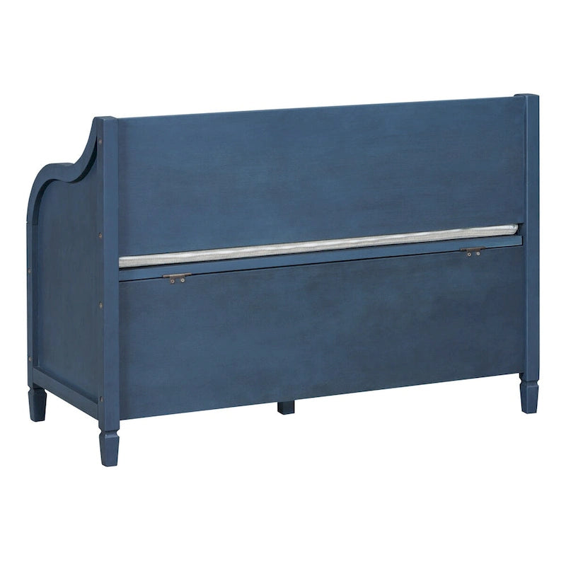 Banc de rangement en bois massif de style rustique pour entrée avec charnière de sécurité