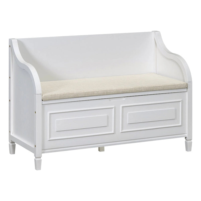 Banc de rangement en bois massif de style rustique pour entrée avec charnière de sécurité