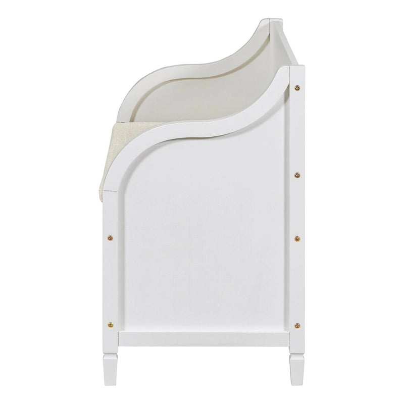 Banc de rangement en bois massif de style rustique pour entrée avec charnière de sécurité