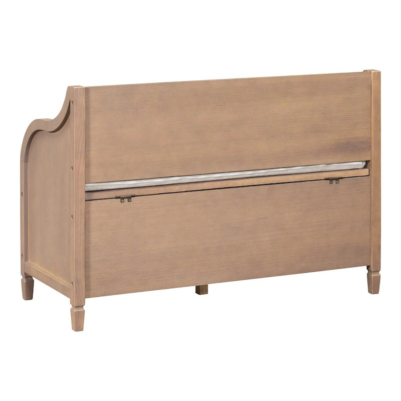 Banc de rangement en bois massif de style rustique pour entrée avec charnière de sécurité