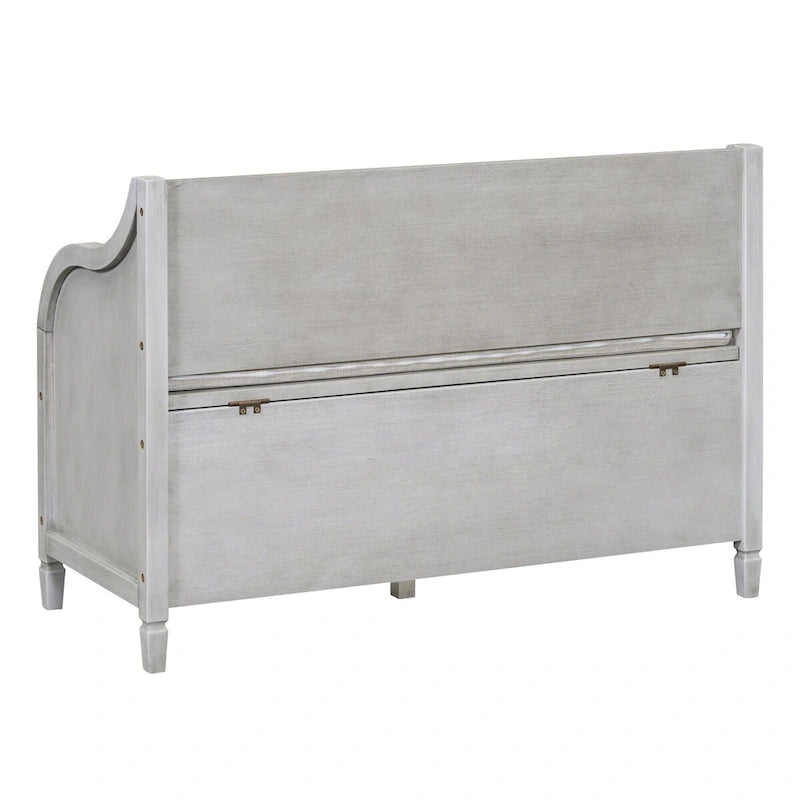 Banc de rangement en bois massif de style rustique pour entrée avec charnière de sécurité