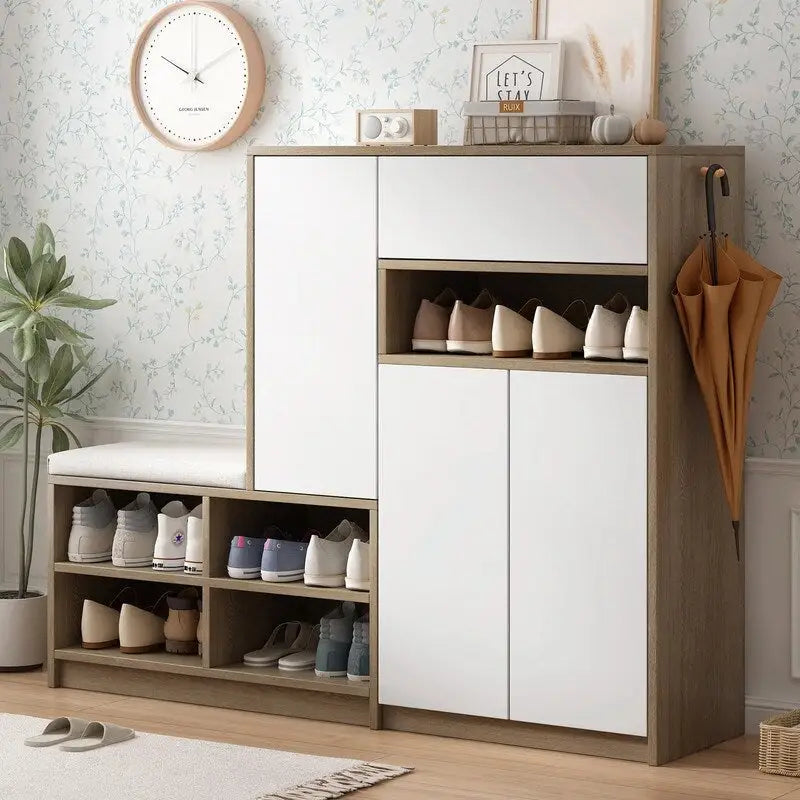 Banc à chaussures multifonctionnel avec siège rembourré
