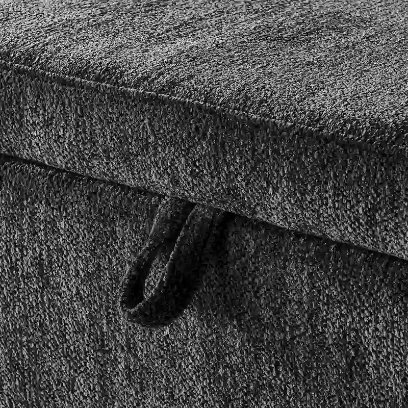Banc de rangement ottoman ovale en tissu chenille avec grand espace de rangement