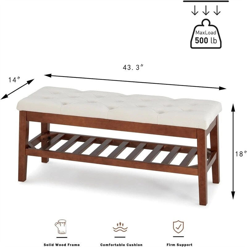 Banc à chaussures d'entrée - 43.3P x 14L x 18H