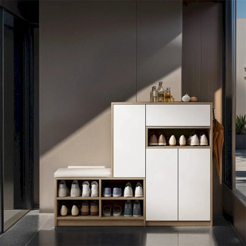 2-in-1 Shoe Storage Bench & Shoe Cabinets,Multi-functional Shoe Rack