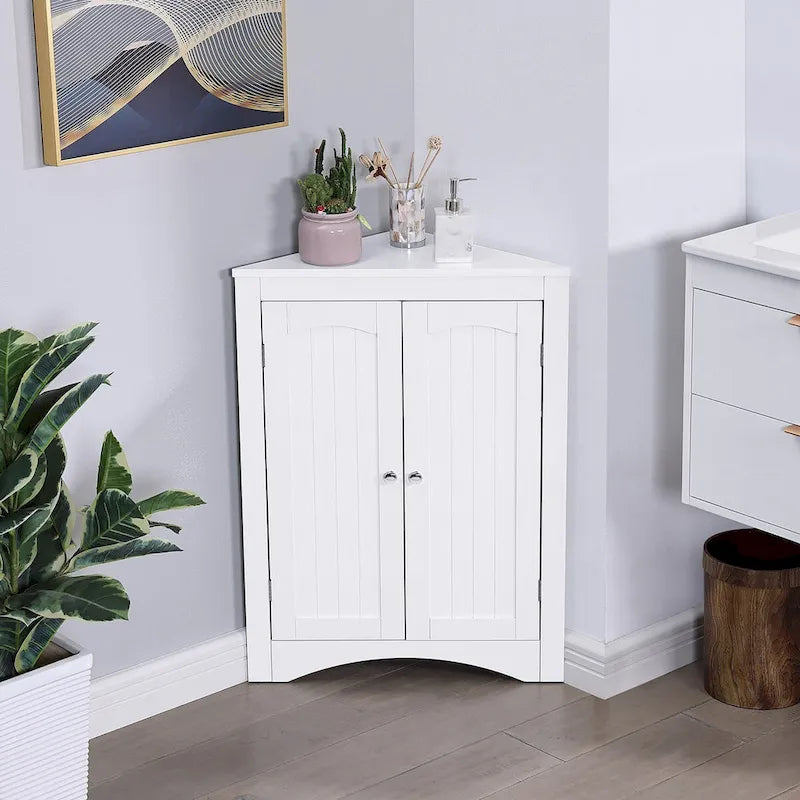 Buffet, meuble d'angle de salle de bain avec portes et étagères, cuisine, salon, armoire de rangement autoportante