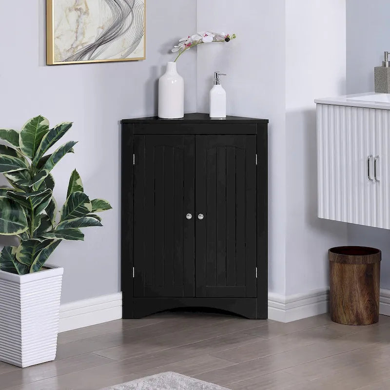 Buffet, meuble d'angle de salle de bain avec portes et étagères, cuisine, salon, armoire de rangement autoportante