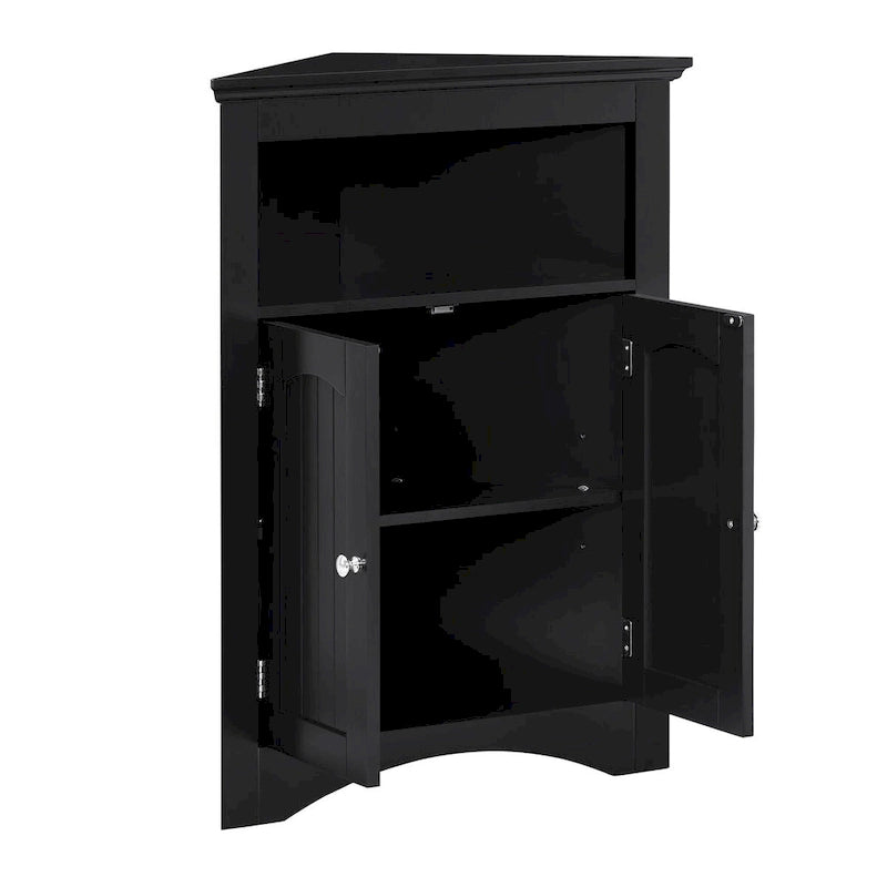 Buffet, meuble d'angle de salle de bain avec portes et étagères, cuisine, salon, armoire de rangement autoportante