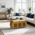 Banc à chaussures en bambou avec coussin d'assise et compartiment caché