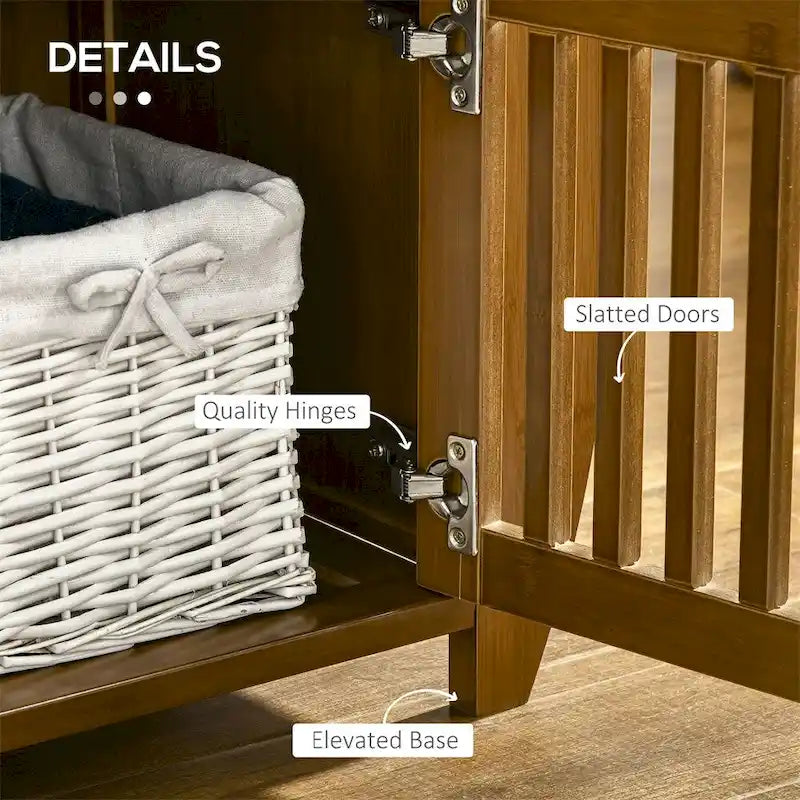 Banc à chaussures en bambou avec coussin d'assise et compartiment caché