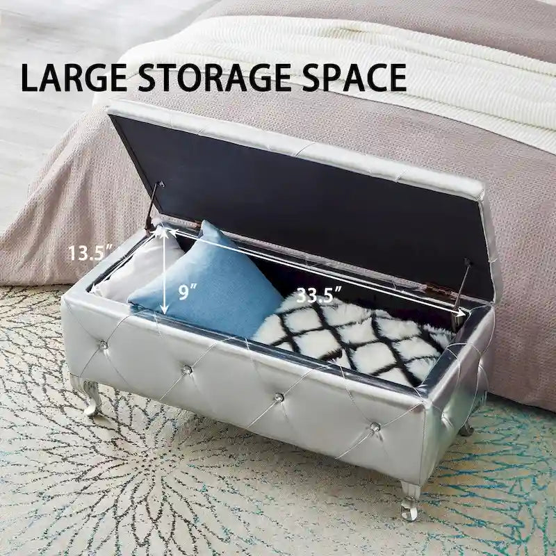 Banc de rangement rembourré pour chambre à coucher, salon, entrée