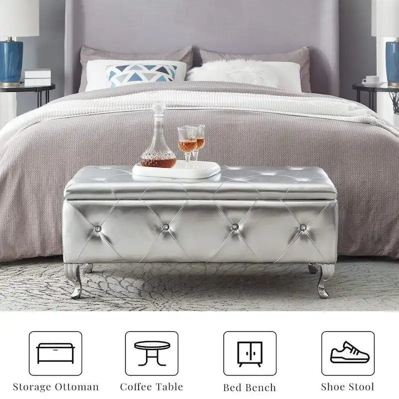 Banc de rangement rembourré pour chambre à coucher, salon, entrée