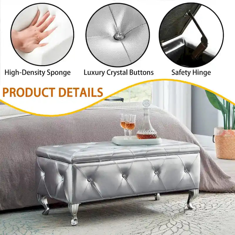 Banc de rangement rembourré pour chambre à coucher, salon, entrée