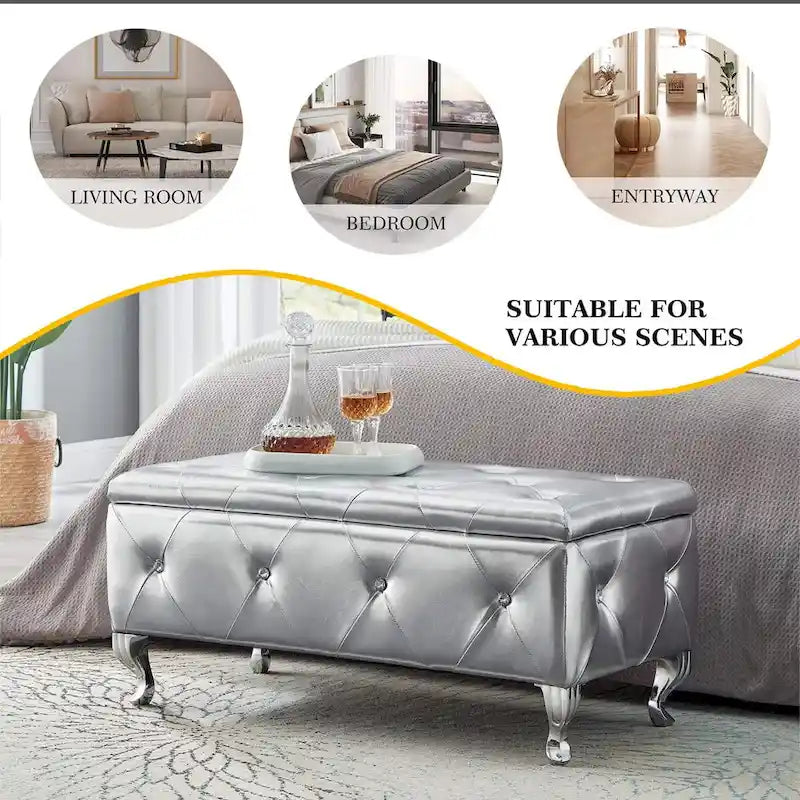 Banc de rangement rembourré pour chambre à coucher, salon, entrée