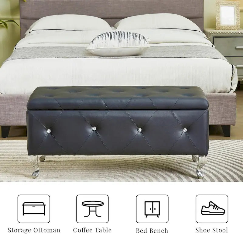 Banc de rangement rembourré pour chambre à coucher, salon, entrée