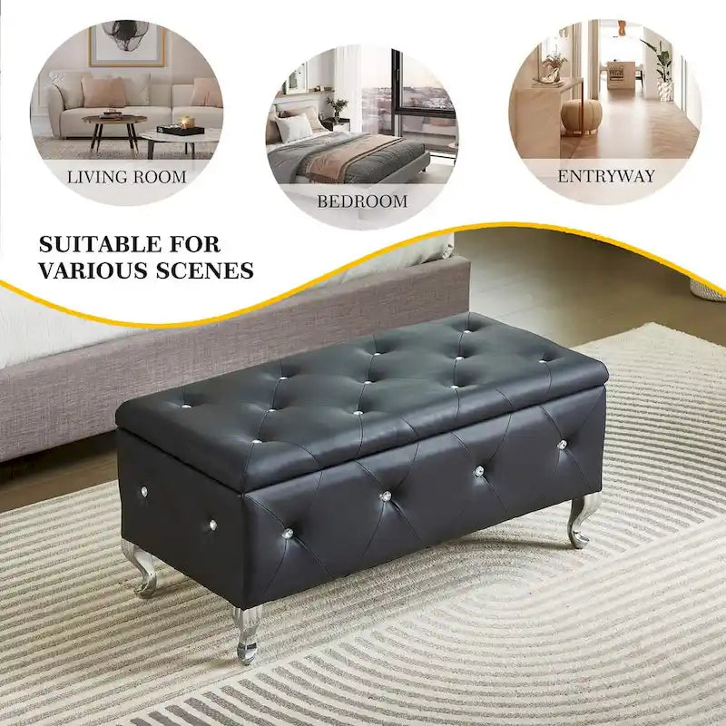 Banc de rangement rembourré pour chambre à coucher, salon, entrée
