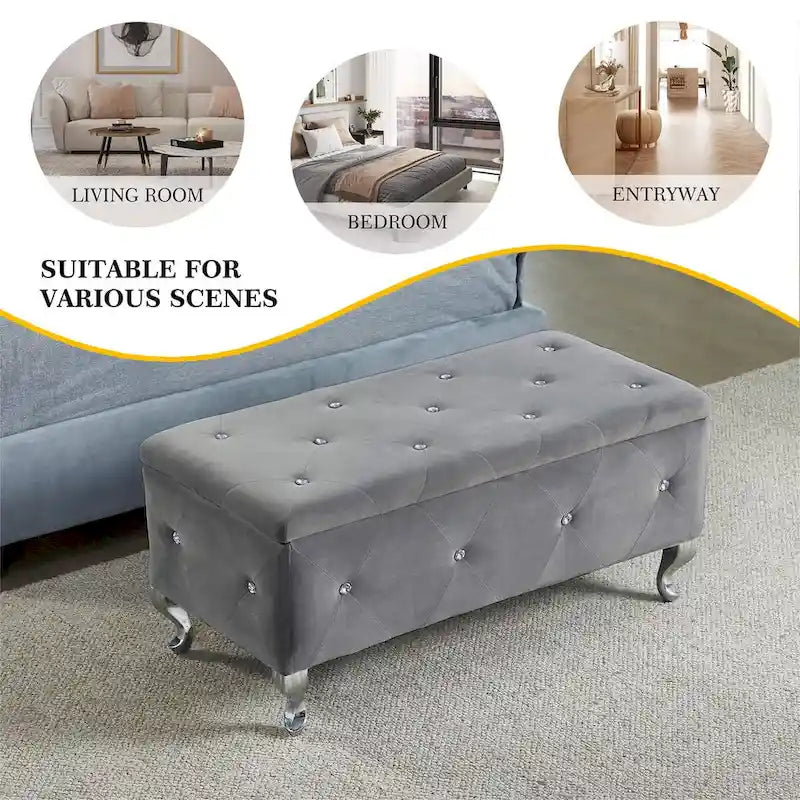 Banc de rangement rembourré pour chambre à coucher, salon, entrée