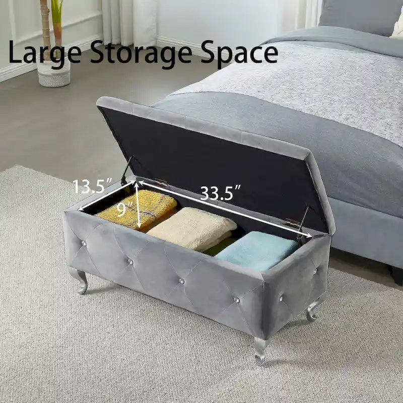Banc de rangement rembourré pour chambre à coucher, salon, entrée