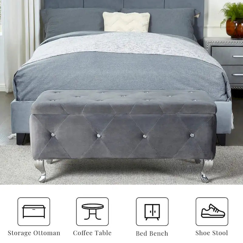 Banc de rangement rembourré pour chambre à coucher, salon, entrée