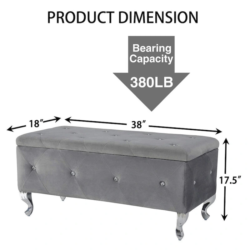 Banc de rangement rembourré pour chambre à coucher, salon, entrée