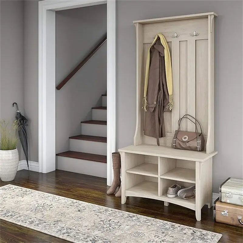 Bush Business Furniture Salinas Hall Tree with Shoe Bench - 15.75D x 31.73W x 68.11H