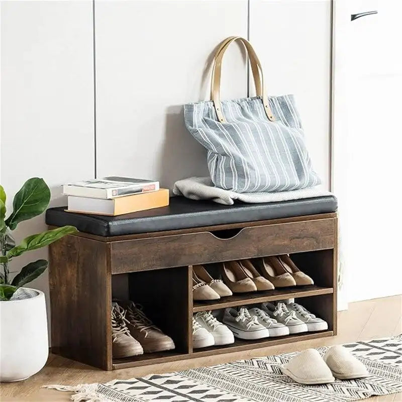 Banc de rangement pour chaussures avec couvercle 2 niveaux 99 cm - 30P x 100L x 43H