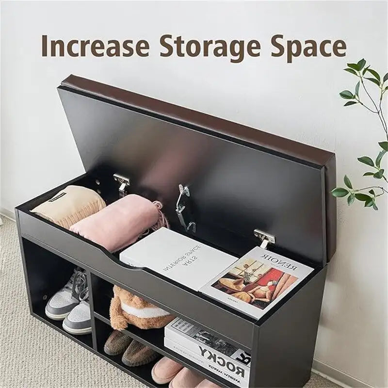 Banc de rangement pour chaussures avec couvercle 2 niveaux 99 cm - 30P x 100L x 43H