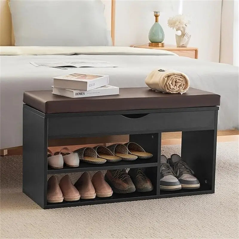 Banc de rangement pour chaussures avec couvercle 2 niveaux 99 cm - 30P x 100L x 43H