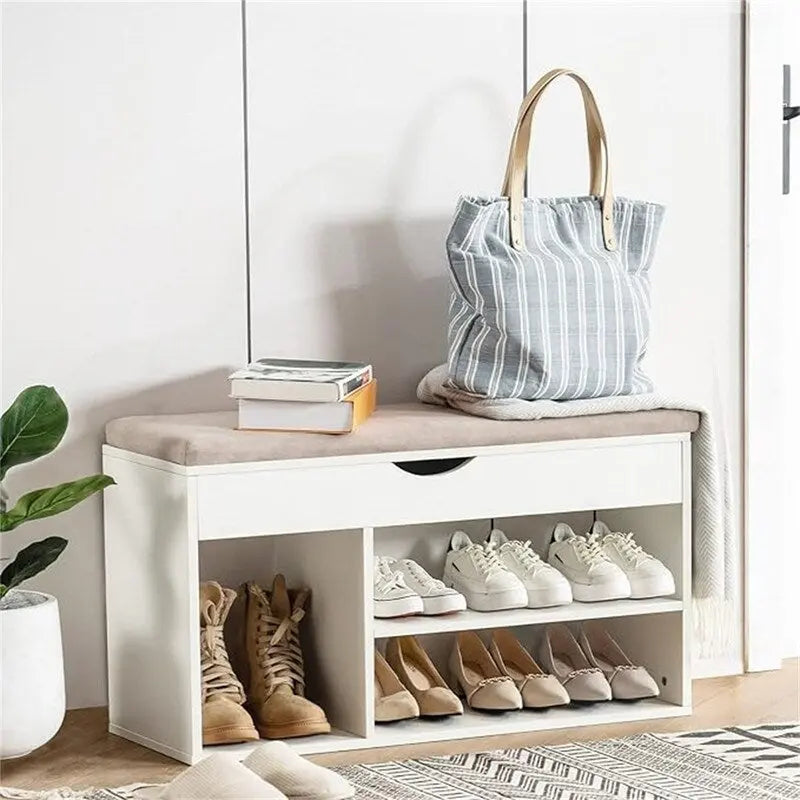 Banc de rangement pour chaussures avec couvercle 2 niveaux 99 cm - 30P x 100L x 43H