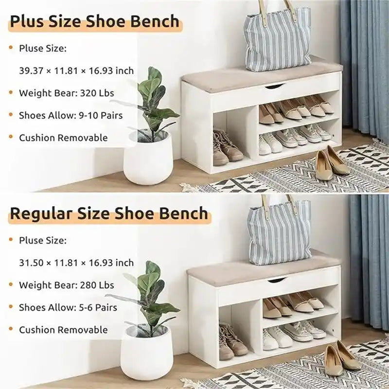 Banc de rangement pour chaussures avec couvercle 2 niveaux 99 cm - 30P x 100L x 43H