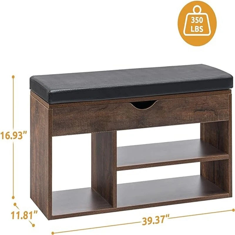 Banc de rangement pour chaussures avec couvercle 2 niveaux 99 cm - 30P x 100L x 43H
