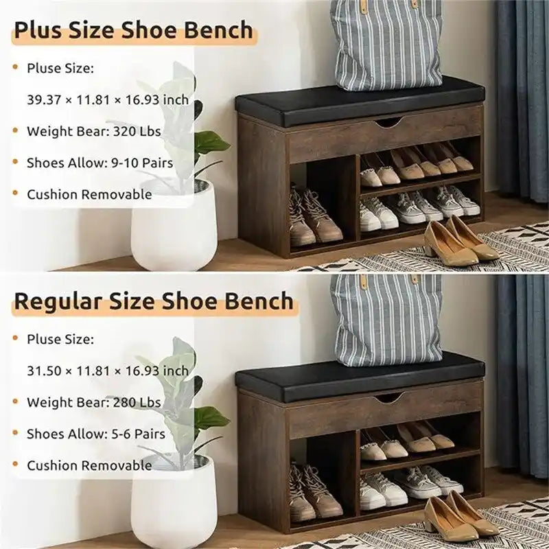 Banc de rangement pour chaussures avec couvercle 2 niveaux 99 cm - 30P x 100L x 43H