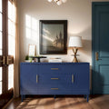 Meuble élégant et fonctionnel 2 portes 3 tiroirs avec effet sculpté, pour Chambre, Salon, Bureau, montage facile, Bleu marine