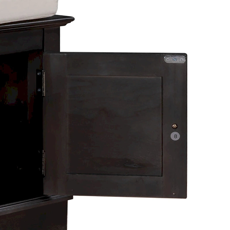 Banc de rangement en bois classique vintage avec deux armoires