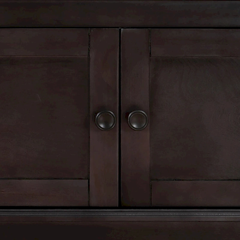 Banc de rangement en bois classique vintage avec deux armoires