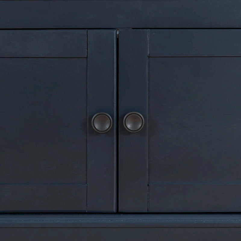 Banc de rangement en bois classique vintage avec deux armoires