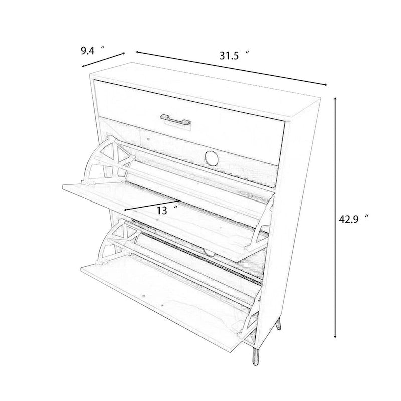 Meuble de rangement pour chaussures autoportant, moderne et peu encombrant pour entrée, couloir, salon