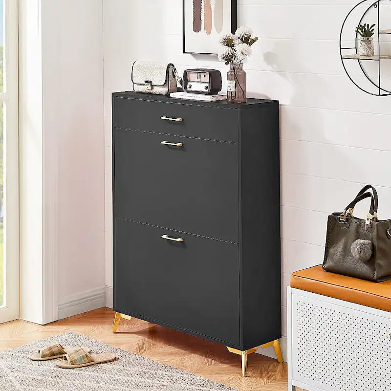 Meuble de rangement pour chaussures autoportant, moderne et peu encombrant pour entrée, couloir, salon