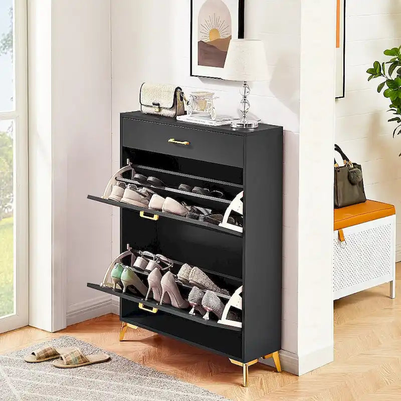 Meuble de rangement pour chaussures autoportant, moderne et peu encombrant pour entrée, couloir, salon