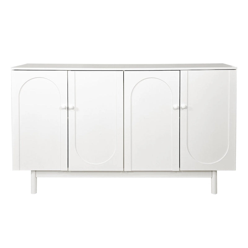 Armoire de Rangement 4 Portes Élégante et Fonctionnelle avec Pieds en Pin, Poignées en Bois Massif et MDF, pour Salon, Chambre et Cuisine