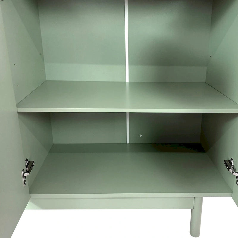 Armoire de Rangement 4 Portes Élégante et Fonctionnelle avec Pieds en Pin, Poignées en Bois Massif et MDF, pour Salon, Chambre et Cuisine